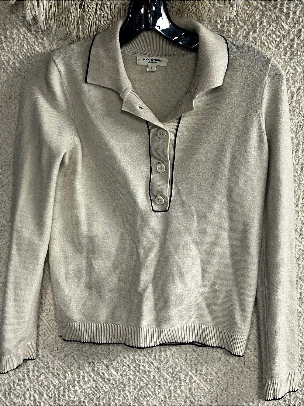 Marella Cream Long Sleeve Polo Sweater Like New